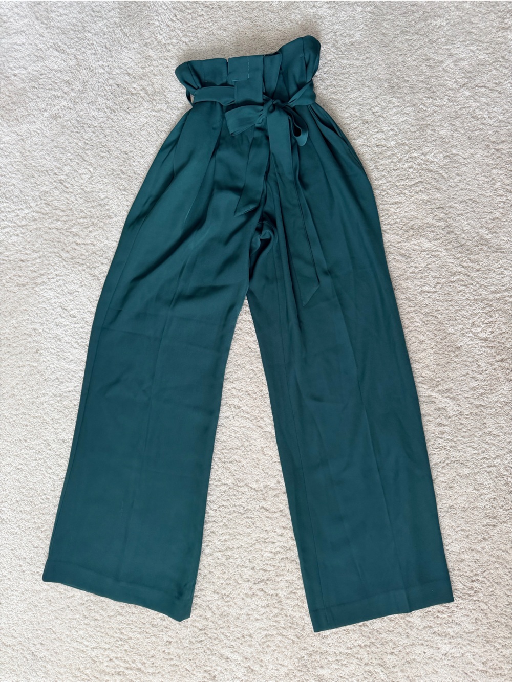 Express Teal Green Wide-Leg Tie-Waist Pants